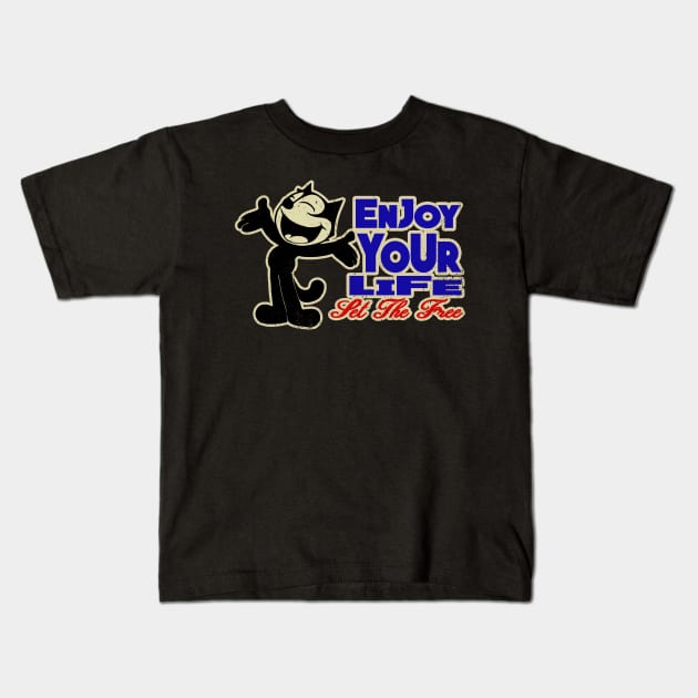 Felix The Cat - Enjoy Your Life Kids T-Shirt by tioooo